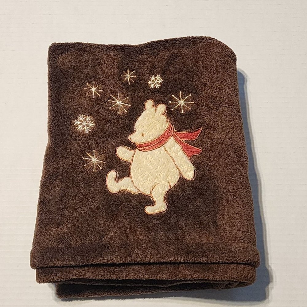 Brown baby blanket by Disney Classic Pooh snowflakes Winnie the Pooh